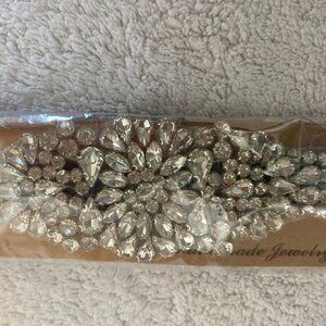 Women NAVY Prom Evening Dress Decorative Waistband Bridal Crystal Sash NWT